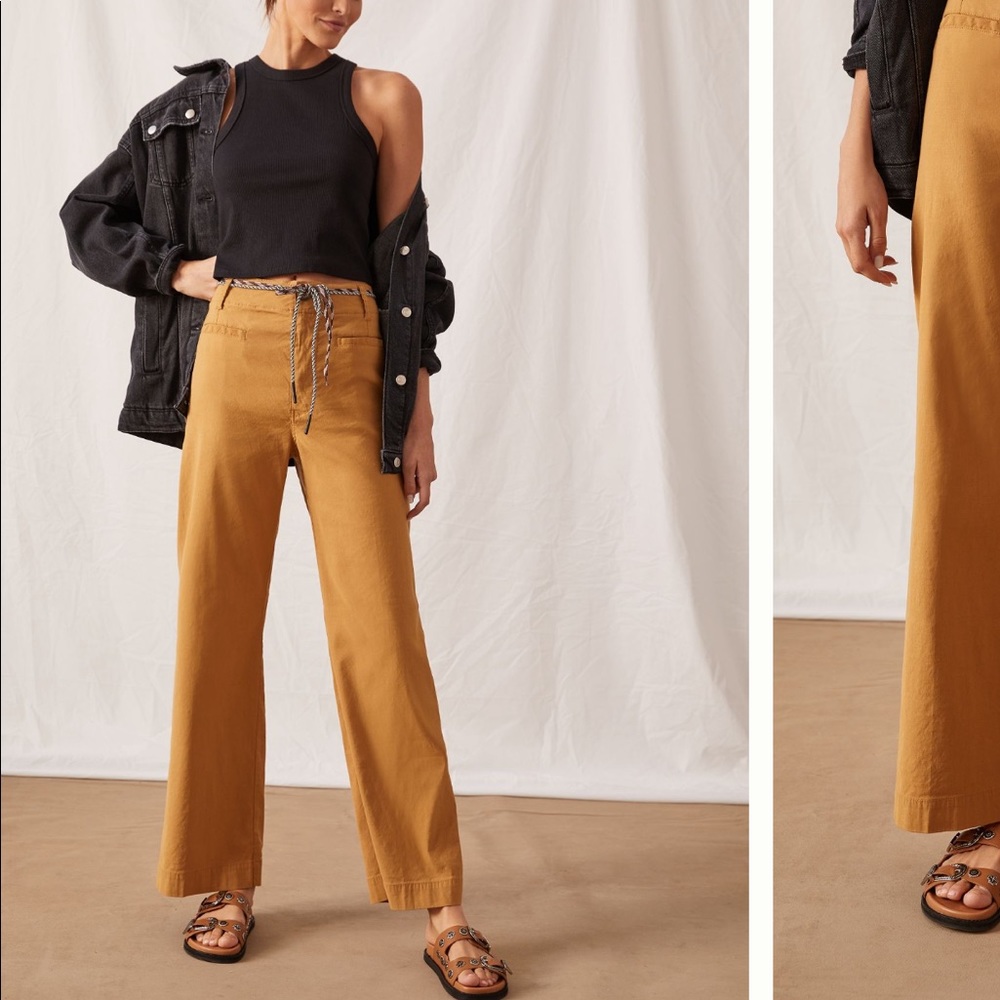 Maeve The Collette Full Length Wide Leg Pants - Wheat